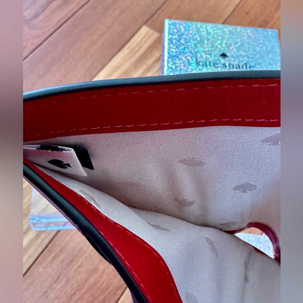 Kate Spade Saffiano Leather White Wallet with Pink/Red Gift Design with Box - Picture 10 of 14